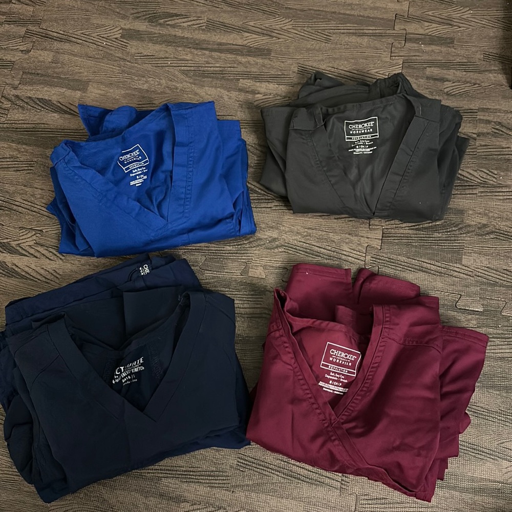 Scrub sets- variety of colors. S top, XS bottom